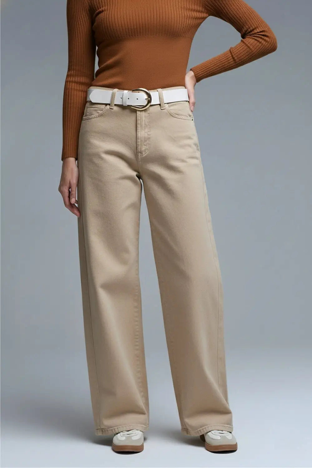 Q2 Pants extra wide fit in washed beige