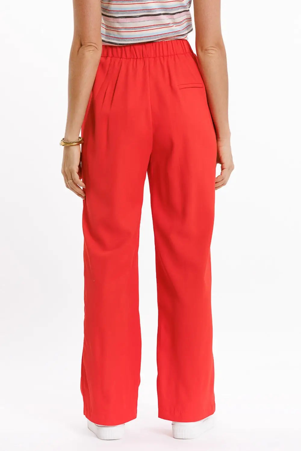 Pants In Coral With Front Pockets And Drawstring Closing - Pants