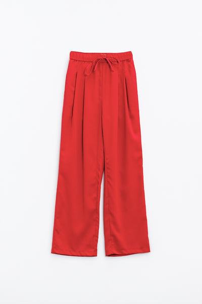 Pants In Coral With Front Pockets And Drawstring Closing