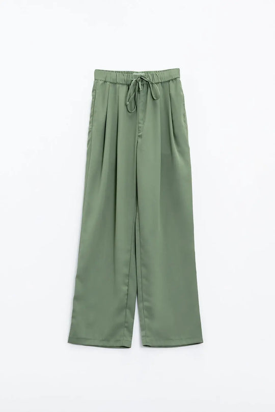 Pants In Green With Front Pockets And Drawstring Closing - Pants