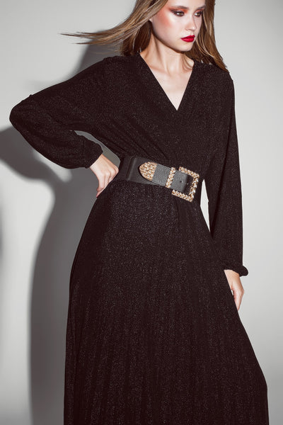 Party Long sleeve maxi dress with glitter in black