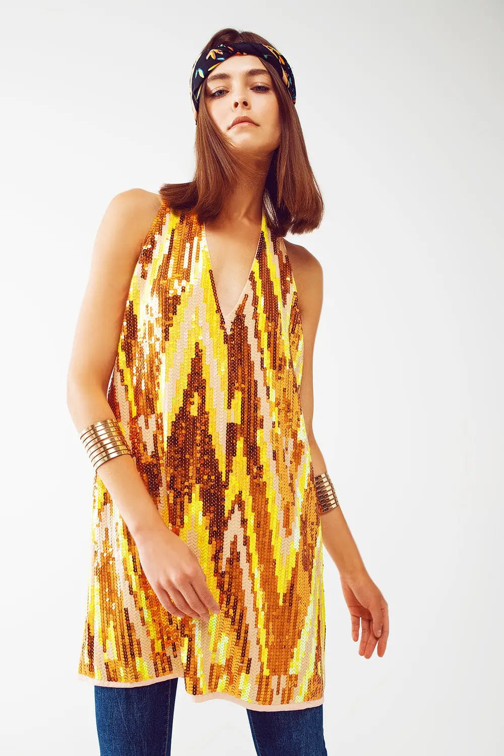 Party Mini Dress with Sequins - Dresses