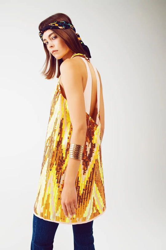 Party Mini Dress with Sequins - Dresses