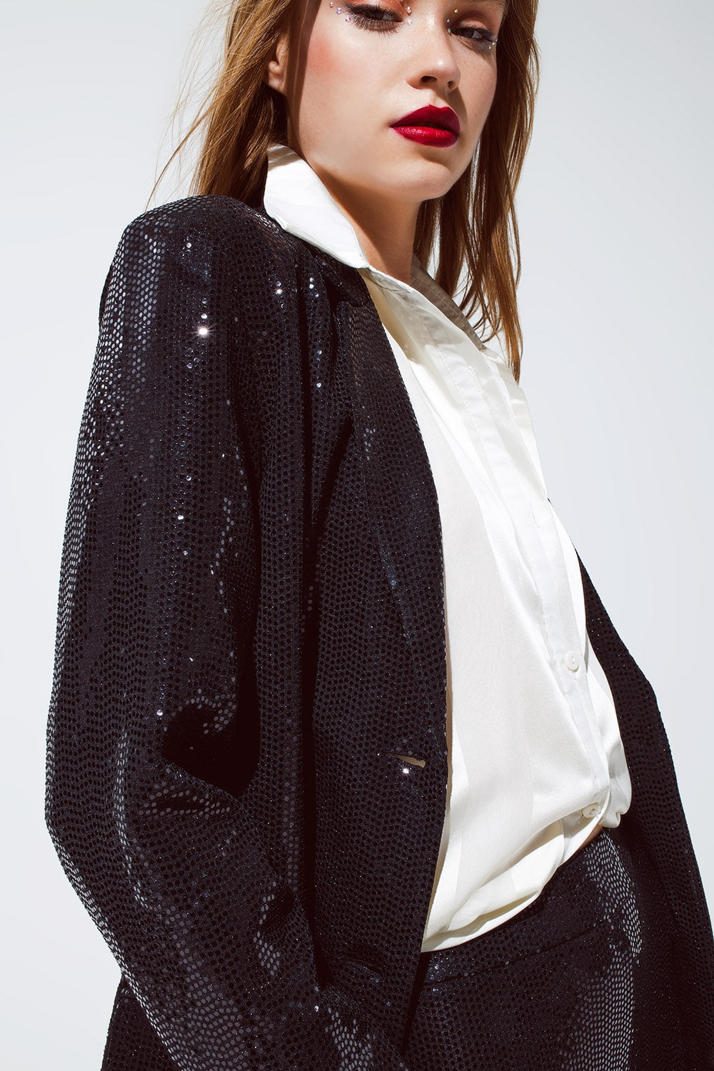 Party Relaxed Sequined Blazer in Black