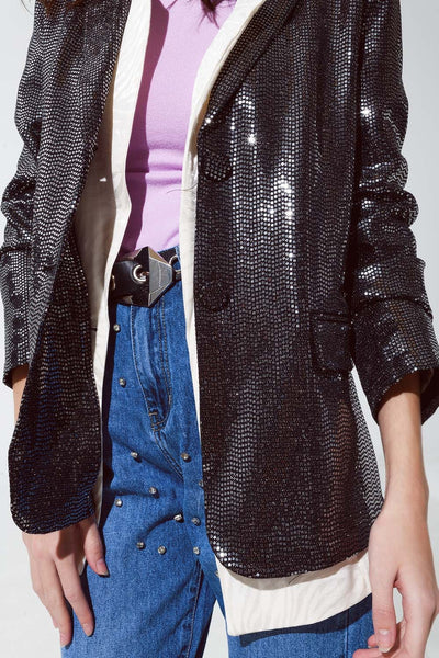 Party Relaxed Sequined Blazer in Silver