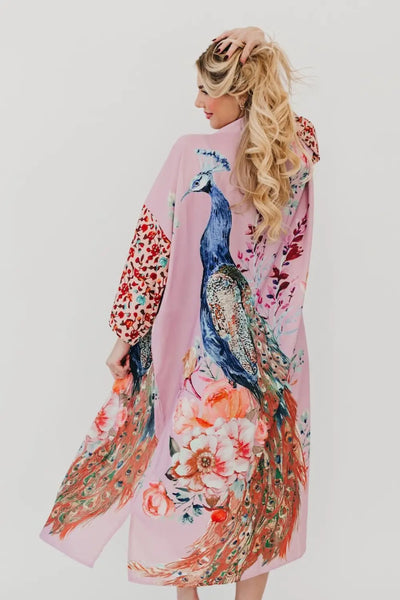Peacock Summer Kimono - Lavender - Kimono
