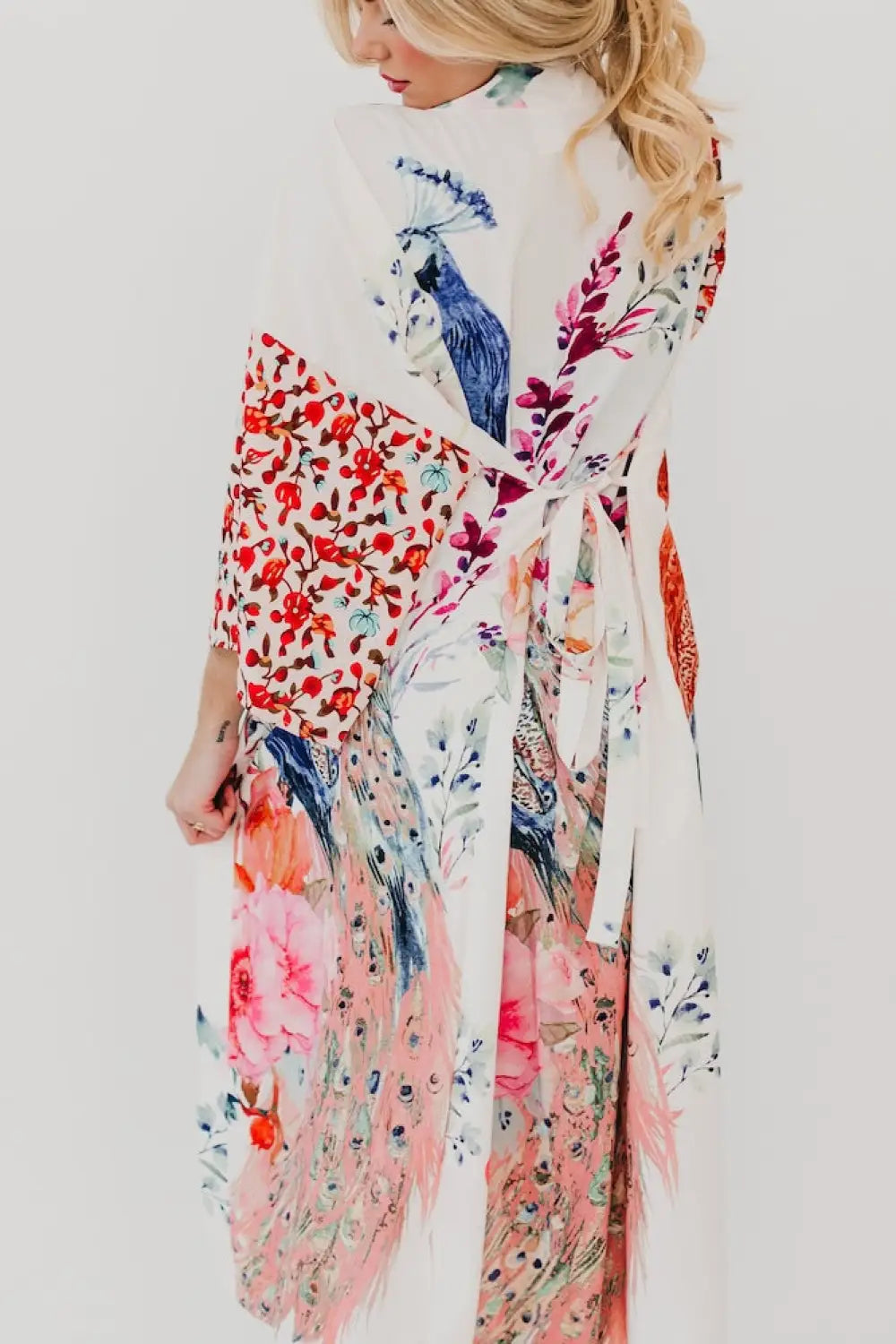 Peacock Summer Kimono - Kimono