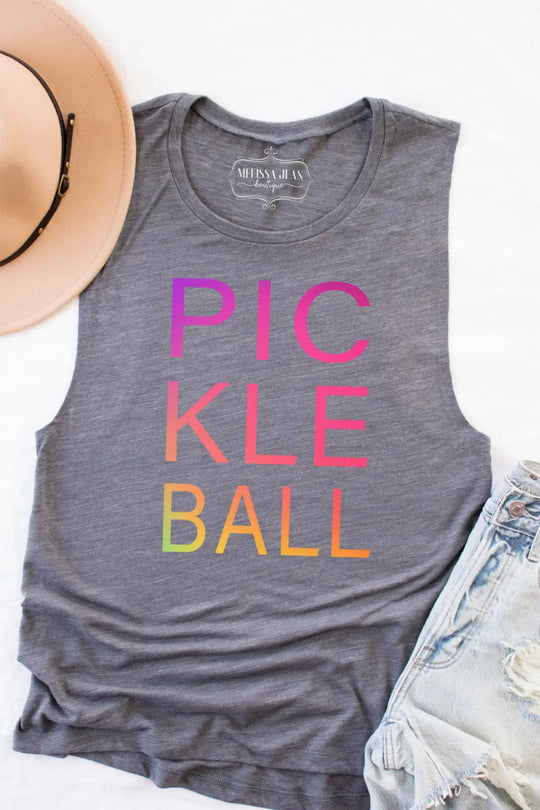 Pickleball Gray Muscle Tank - Shirts & Tops