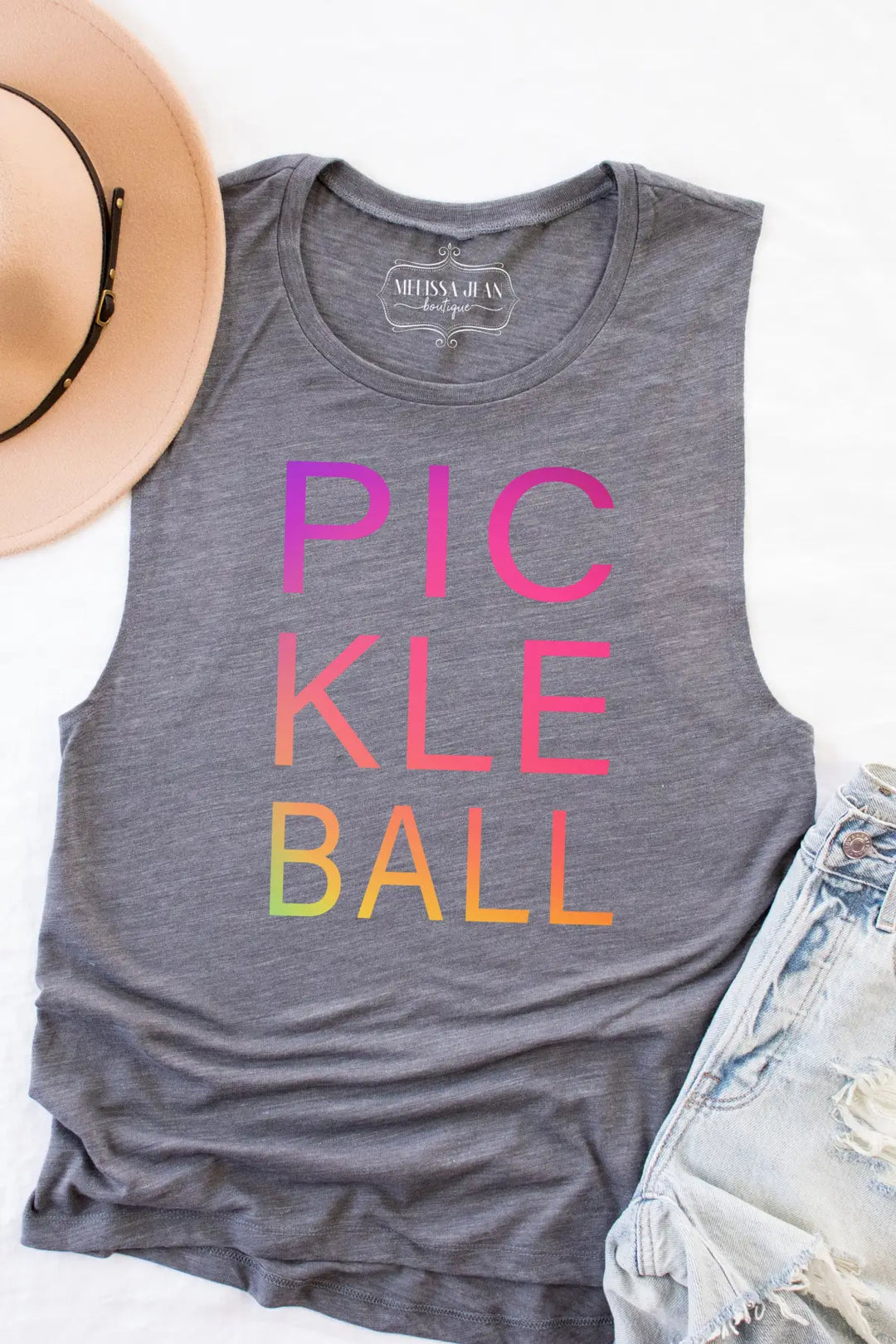 Pickleball Gray Muscle Tank - Shirts & Tops