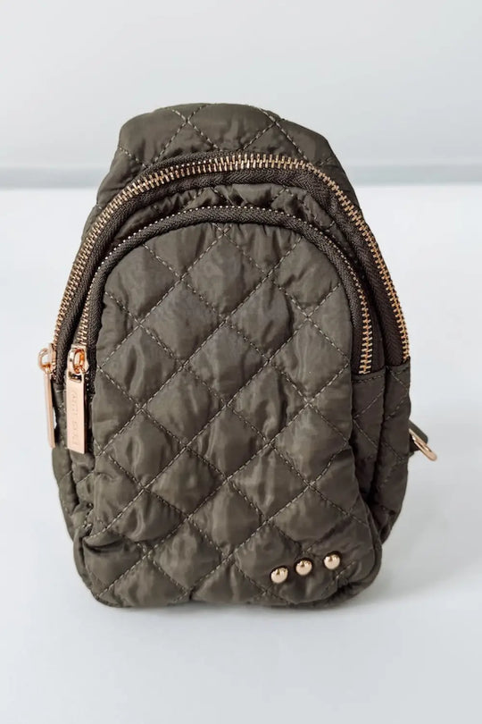 Pinelope Puffer Sling Bag - Olive - Bum Bag