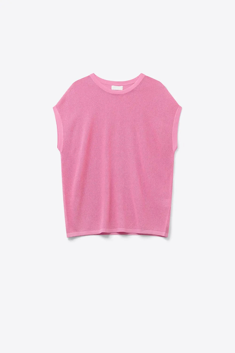 Q2 grid knit sweater in fuchsia color