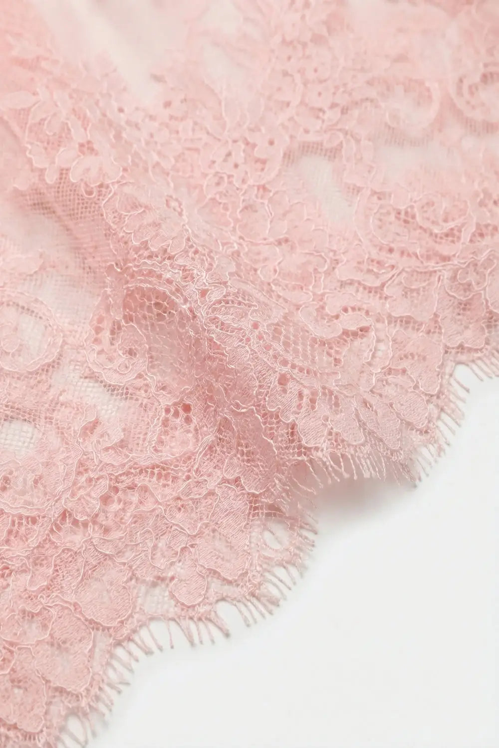 Pink Lace Long Sleeve Sheer Top with Floral Detail - One Size / Pink