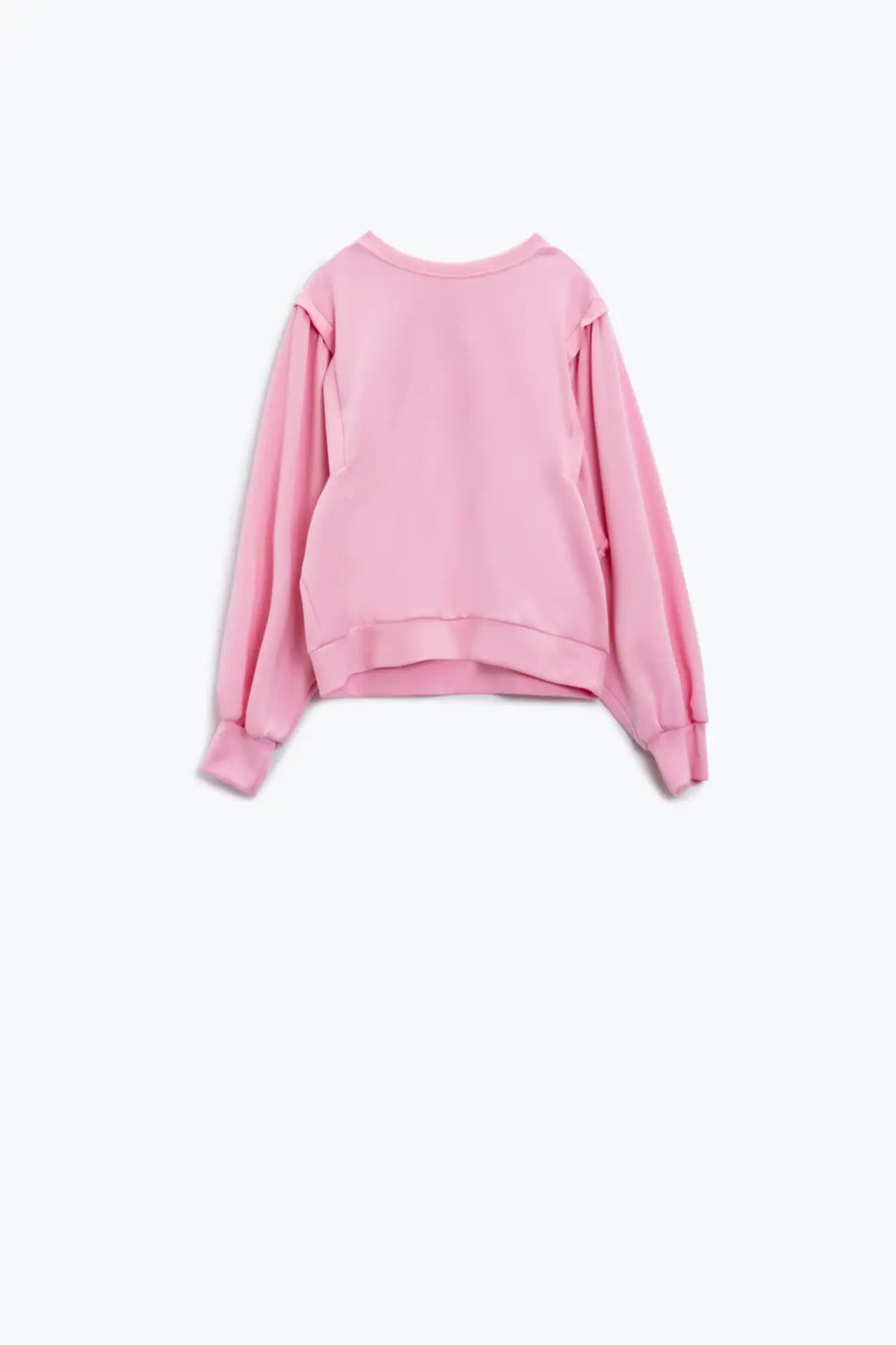 Q2 Pink long-sleeved sweater with frontal sewn details on the sides