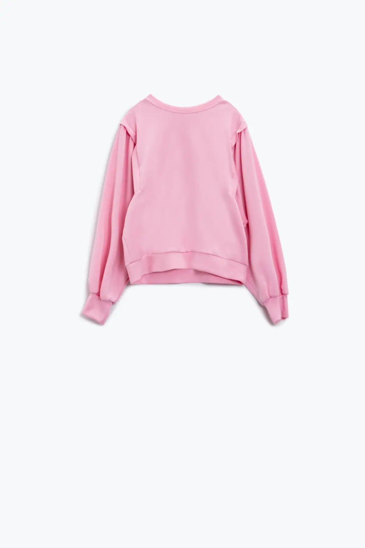 Q2 Pink long-sleeved sweater with frontal sewn details on the sides