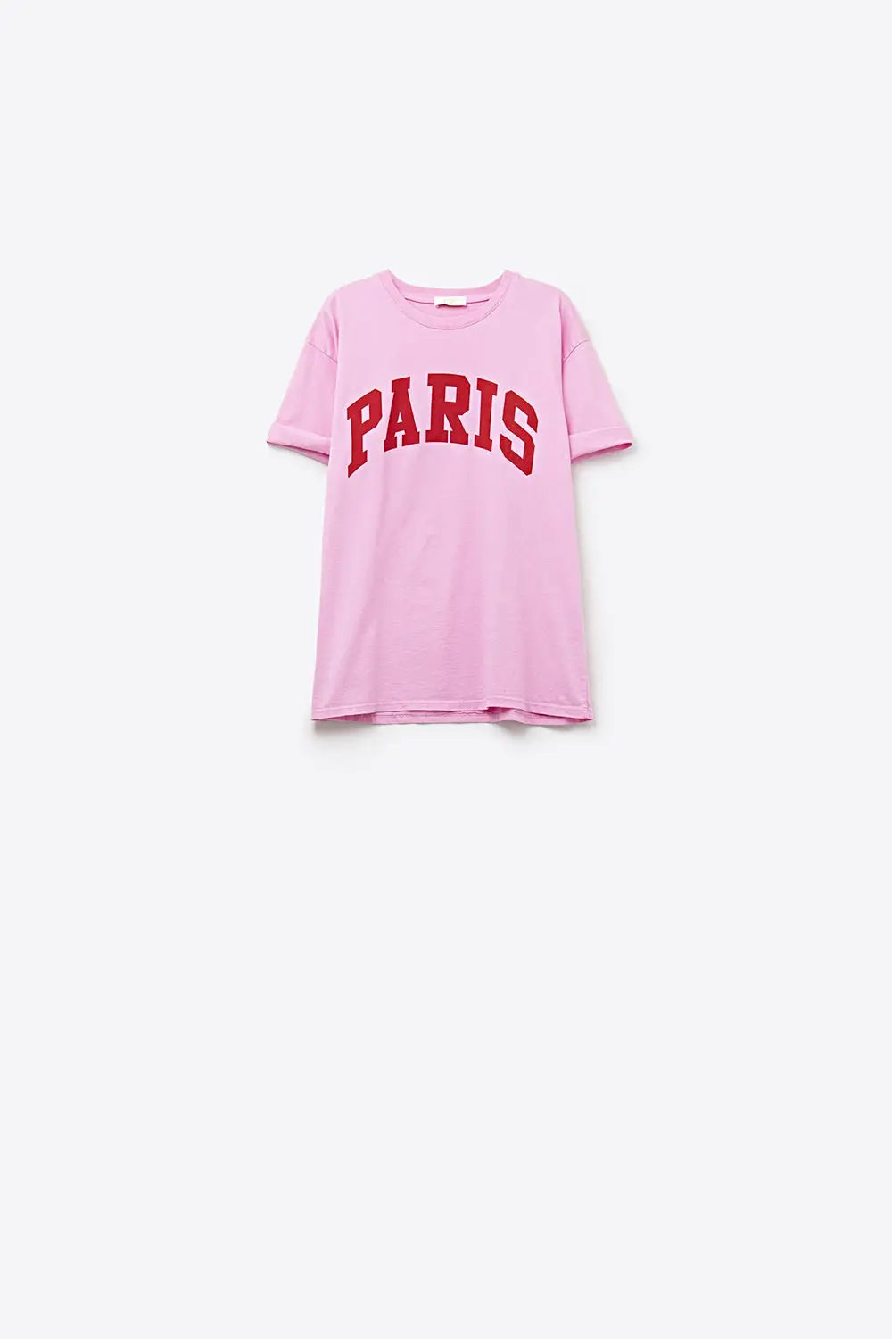 Pink Paris Relaxed T-shirt with Red Letters - One Size / Fuchsia - Tops