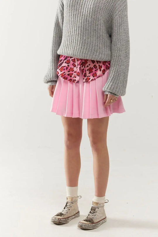 pink pleated mini skirt - Skirts