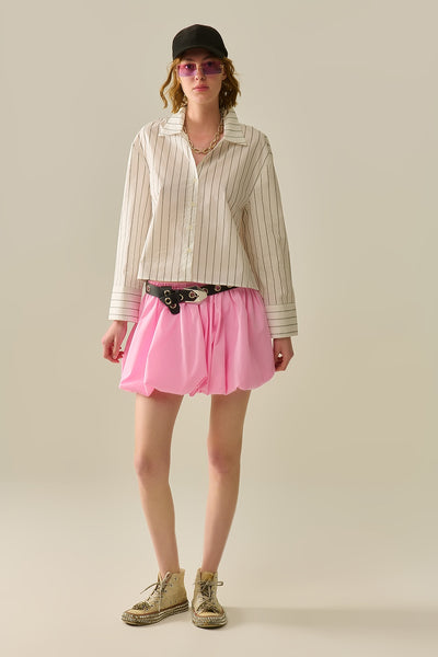 Pink poplin balloon miniskirt
