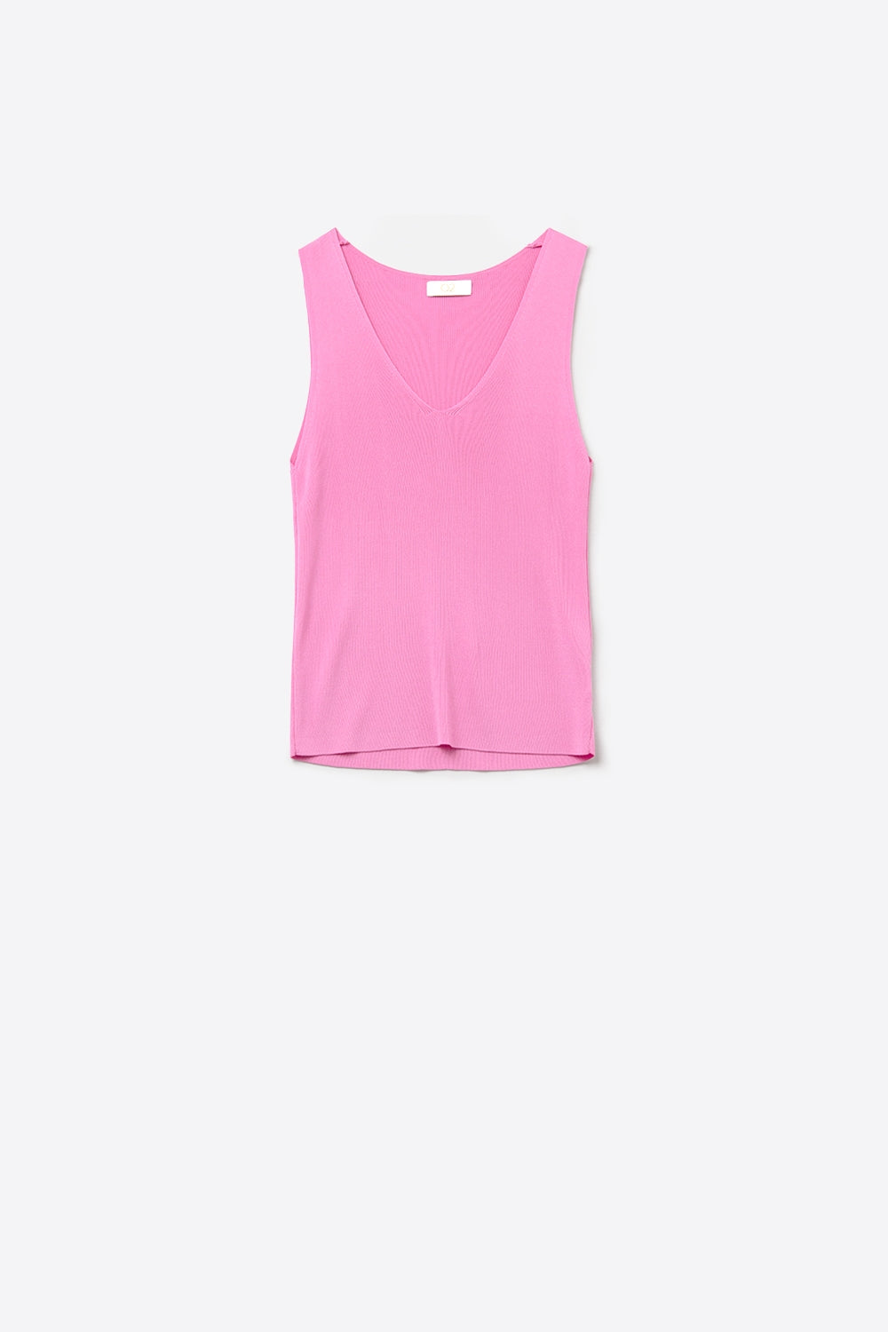 Q2 pink sleeveless fine knitted top With V-Neck