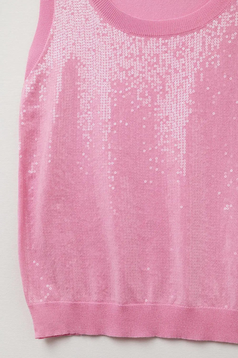 pink sleeveless knitted sweater with sequins - One Size / Pink - Sweaters