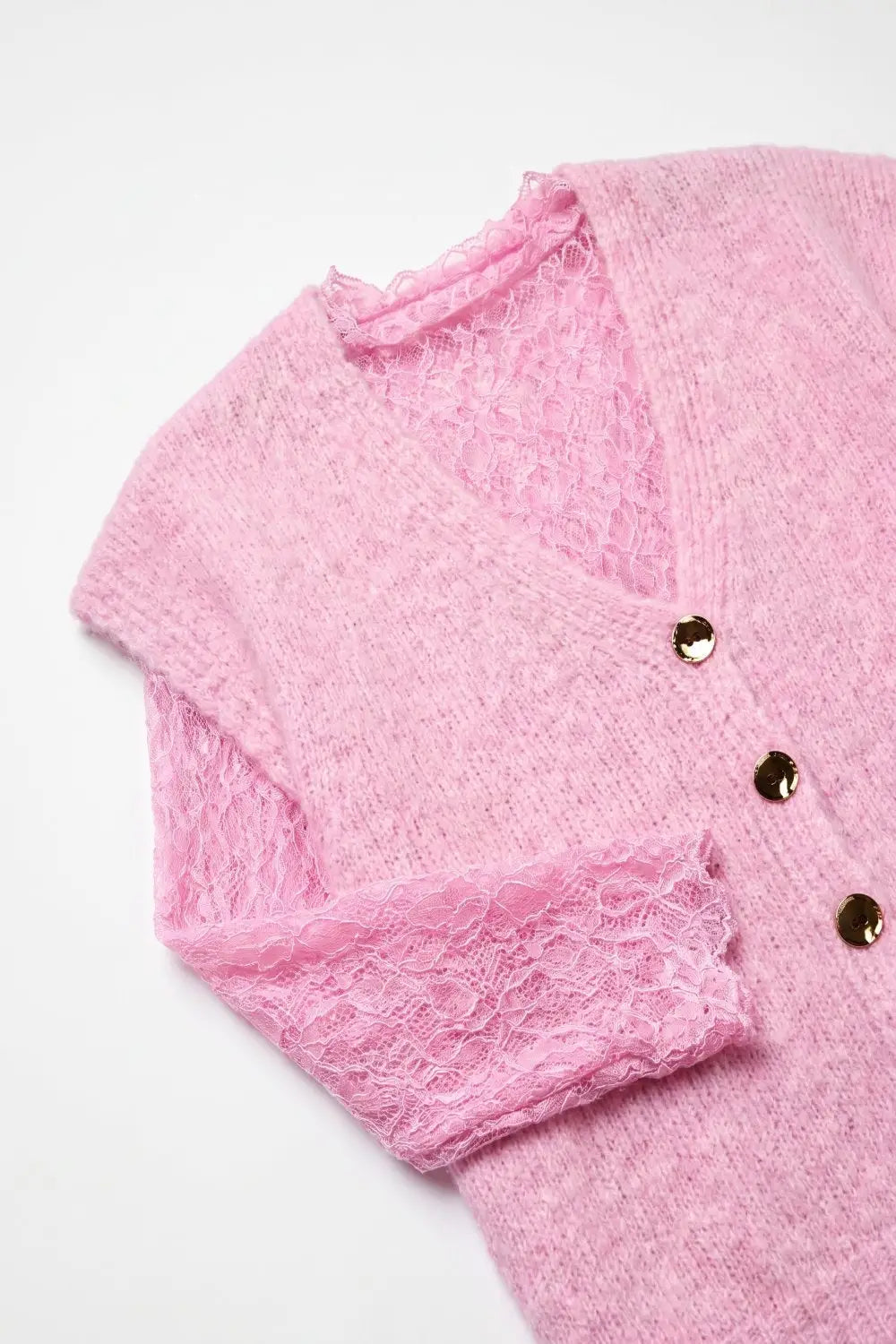 Pink Soft Knit Button-Front Layered Sweater - One Size / Pink - Sweaters