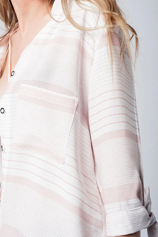 Pink stripe shirt with tie sleeves - Shirts