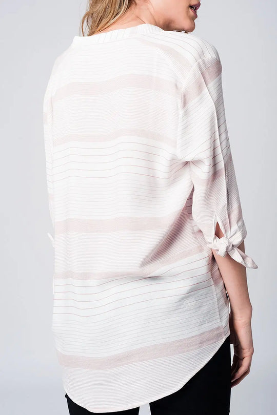 Pink stripe shirt with tie sleeves - Shirts