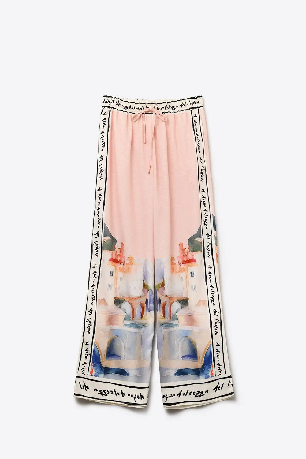Q2 pink summer watercolor print Pants