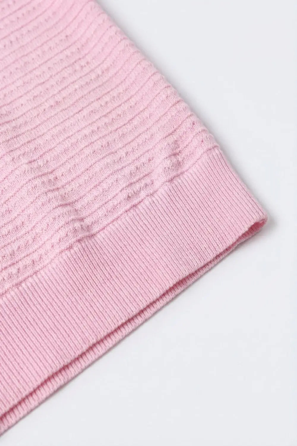 Pink Textured lightweight Knit V-Neck Button sweater - One Size / Pink - Sweaters