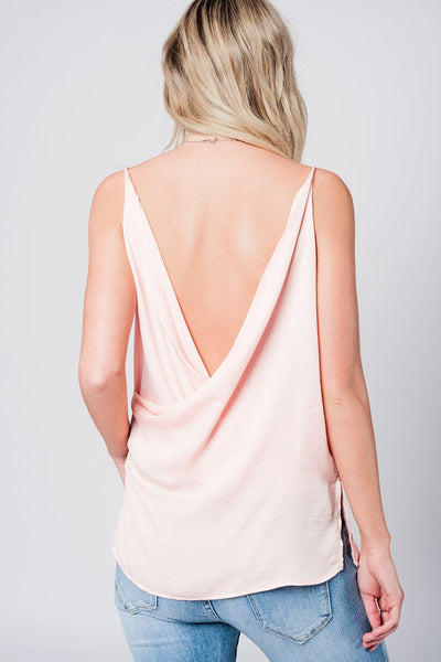 Pink top with open back detail