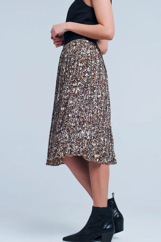Pleated midi skirt in leopard - Skirts