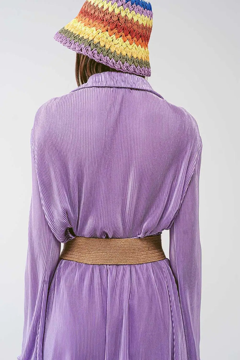 Pleated Satin Wrap Top in lilac - Tops