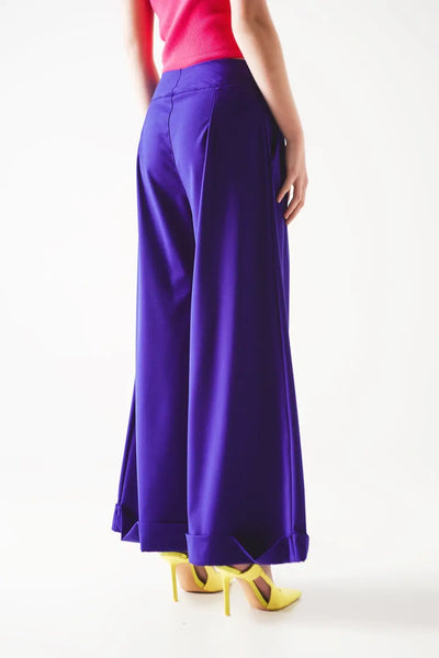 Pleated wide leg pants in purple - Pants