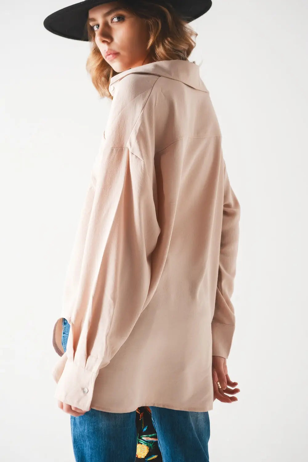 Pocket detail oversized shirt in beige - One Size / Beige - Shirts