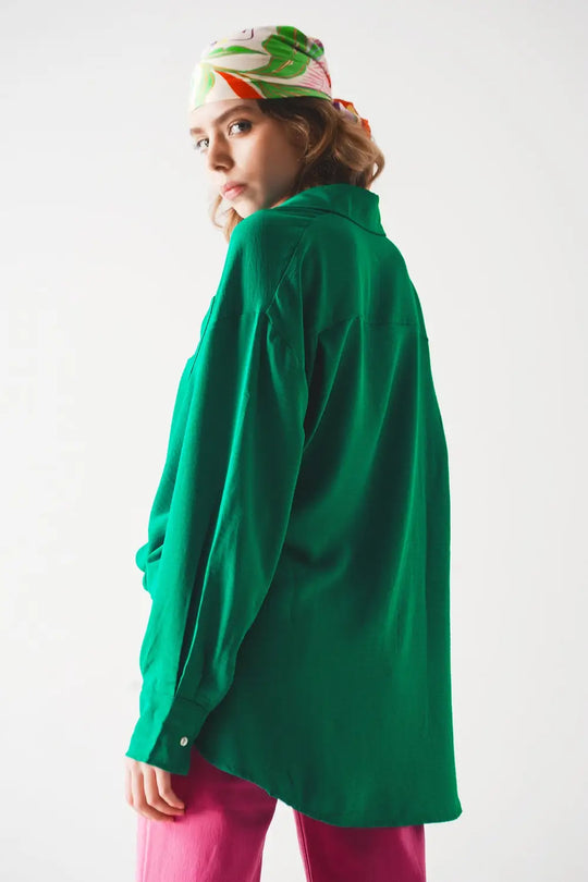 Pocket detail oversized shirt in green - One Size / Green - Shirts