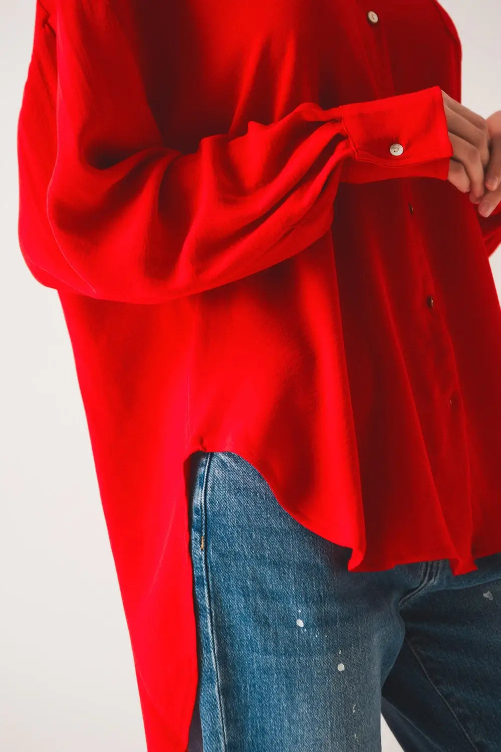 Pocket detail oversized shirt in red - One Size / Red - Shirts