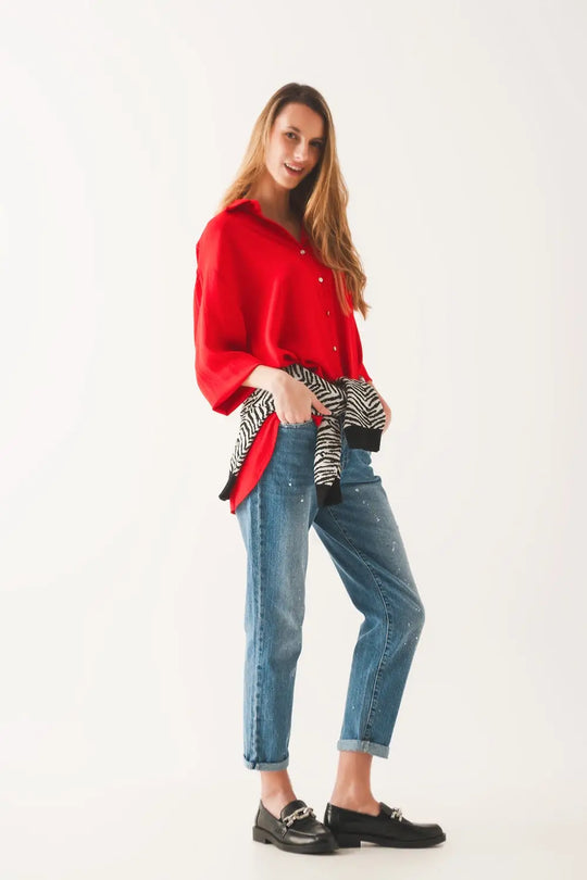 Pocket detail oversized shirt in red - One Size / Red - Shirts