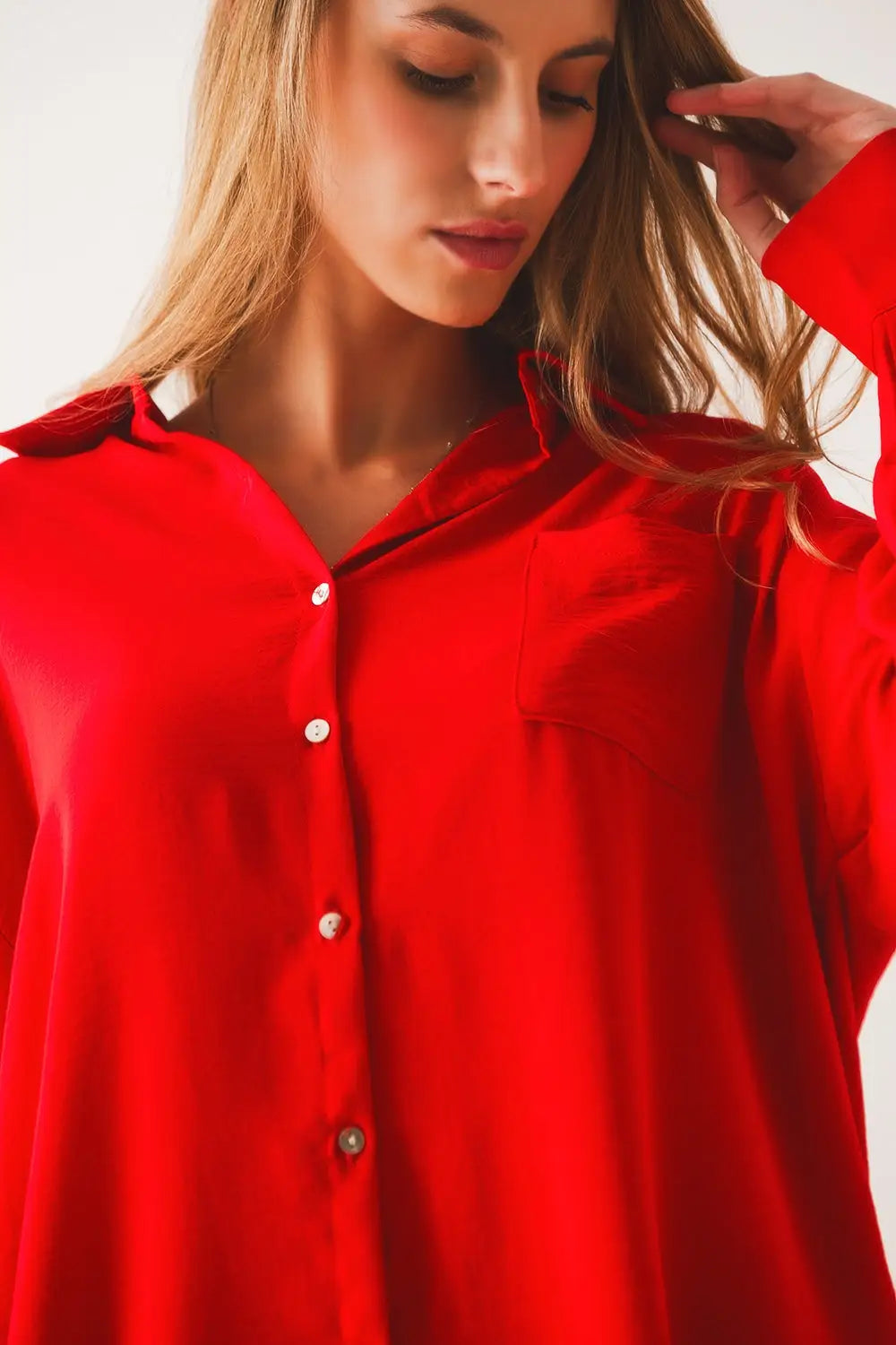 Pocket detail oversized shirt in red - One Size / Red - Shirts