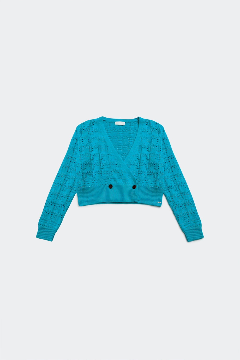 Pointelle knitted cardi in blue