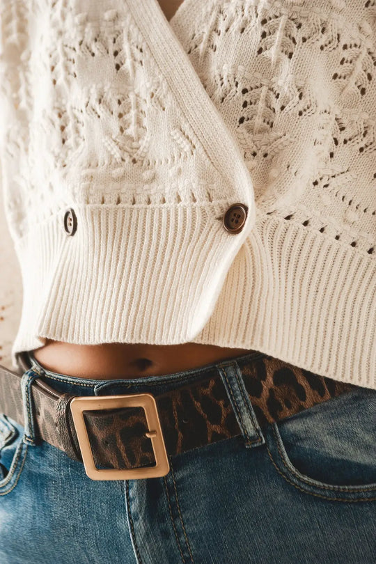 Pointelle knitted cardi in cream - Sweaters