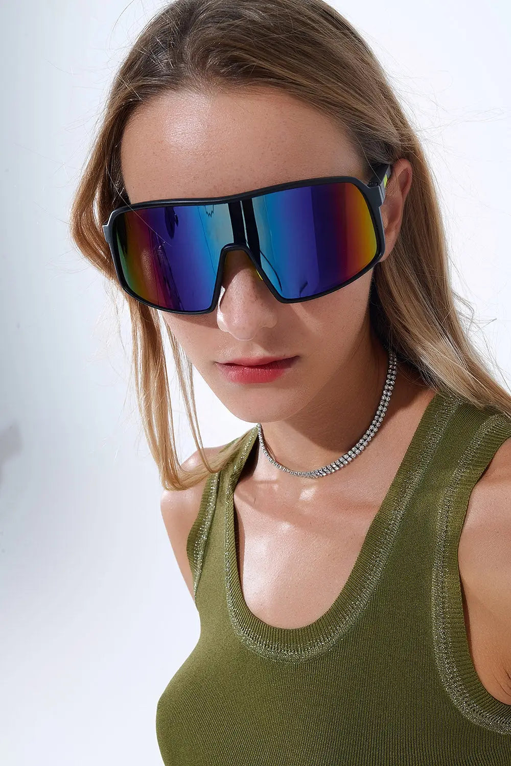 Polarized Sport Sunglasses in Blue Red Gradient - One Size / Yellow