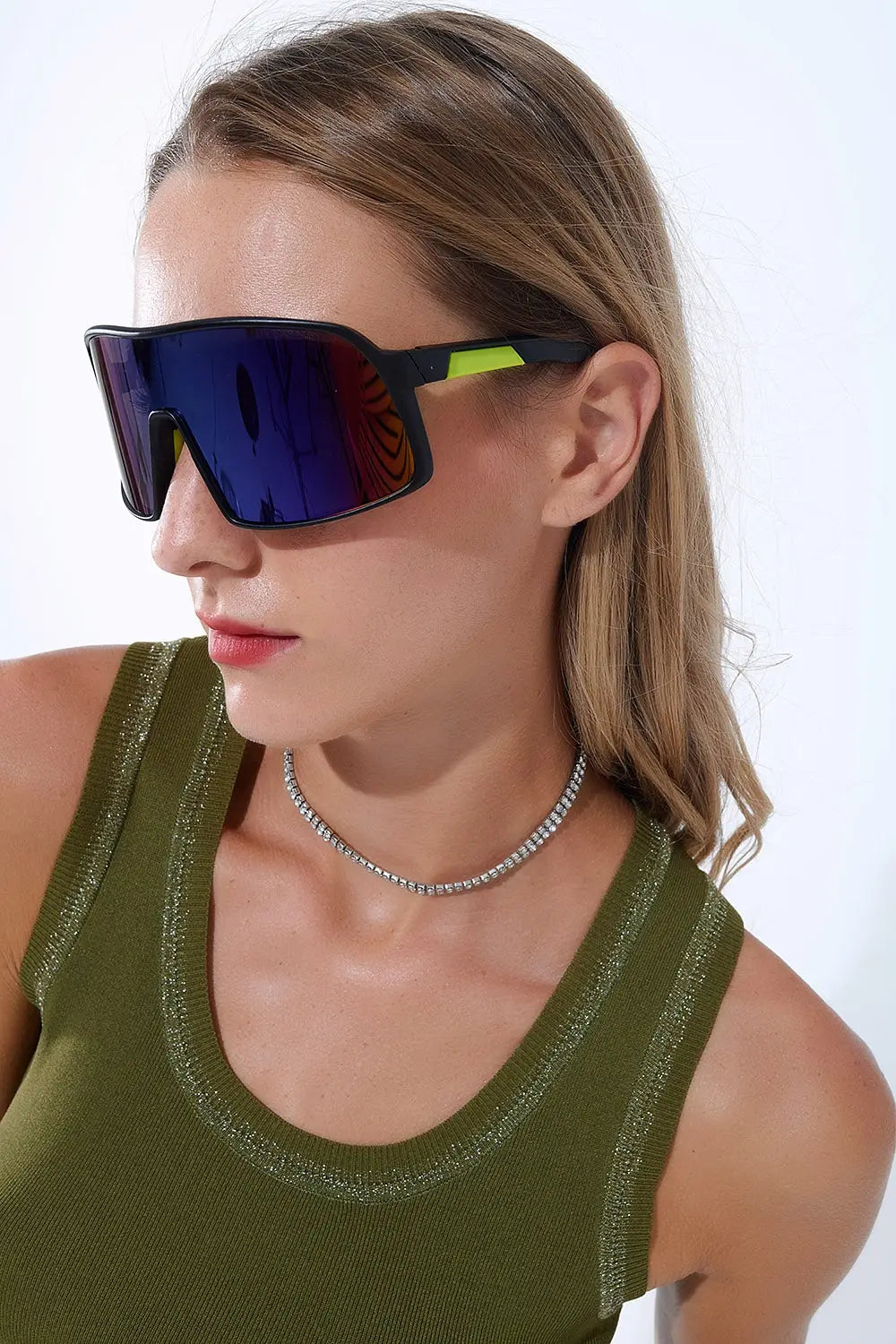 Polarized Sport Sunglasses in Blue Red Gradient - One Size / Yellow