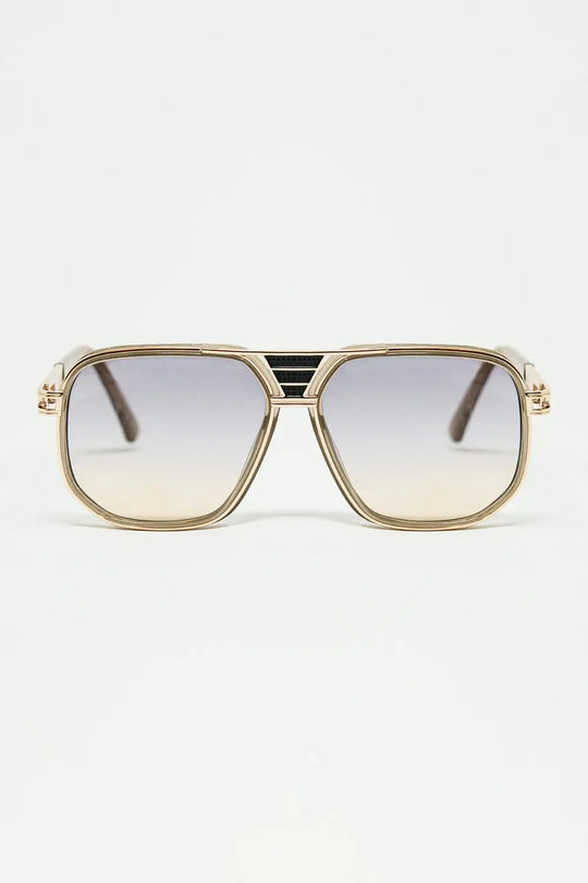 Q2 polished beige acetate frame sunglasses