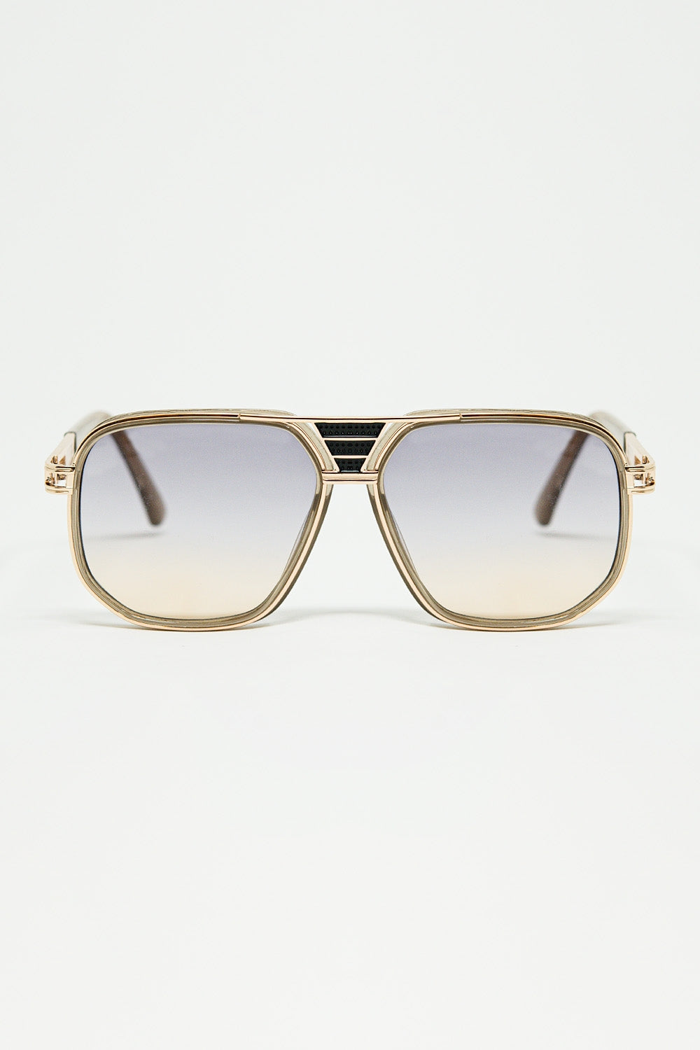 Q2 polished beige acetate frame sunglasses