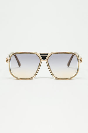 Q2 polished beige acetate frame sunglasses