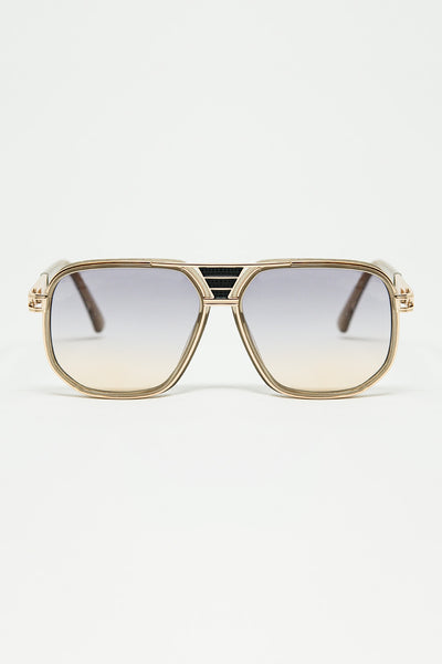 Q2 polished beige acetate frame sunglasses