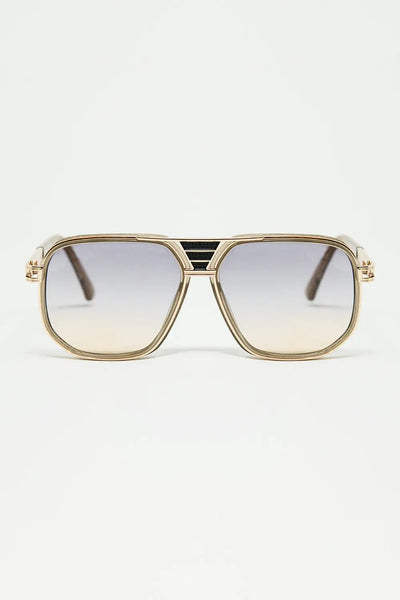 Q2 polished beige acetate frame sunglasses