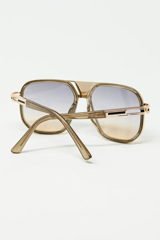 polished beige acetate frame sunglasses - One Size / Brown