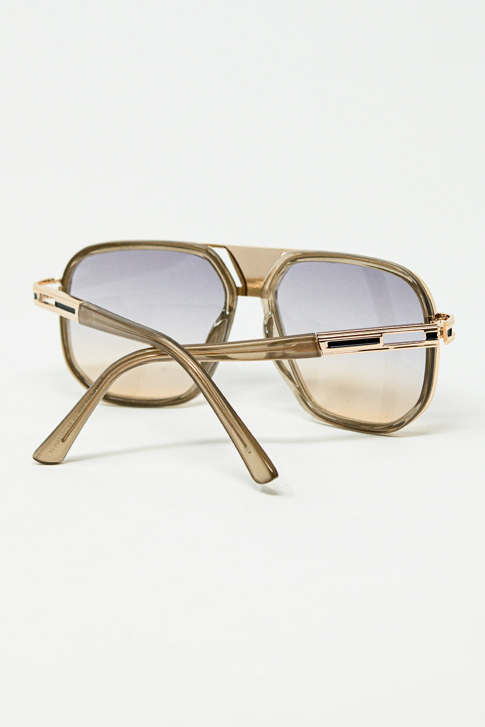 polished beige acetate frame sunglasses