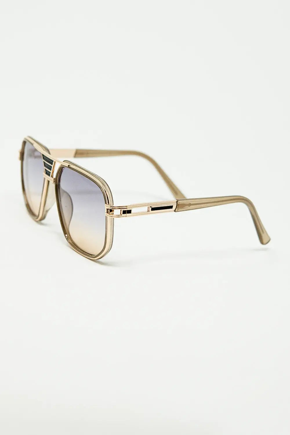 polished beige acetate frame sunglasses - One Size / Brown