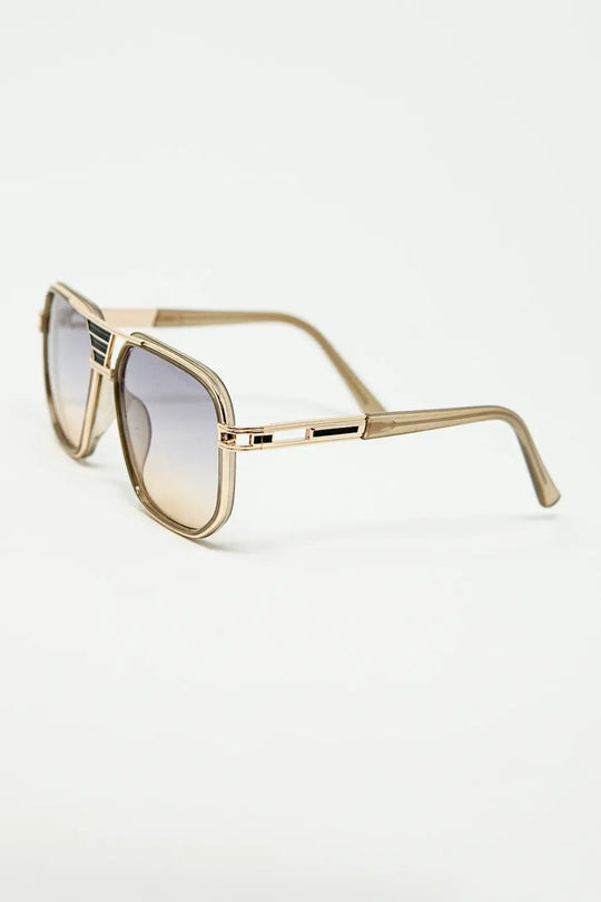 polished beige acetate frame sunglasses - One Size / Brown